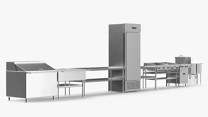 Food Truck Kitchen Set 3D model 7