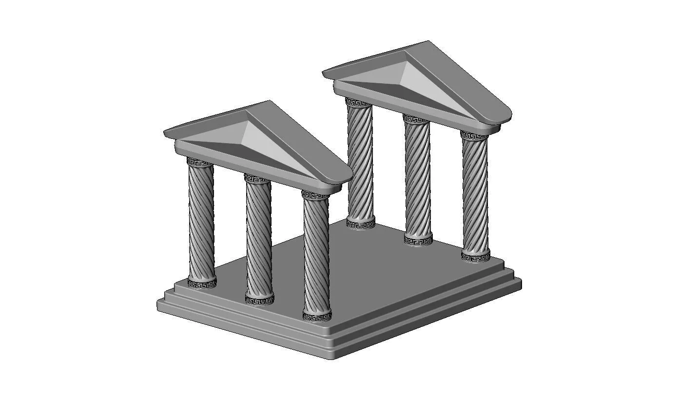 Twisted ribbed Parthenon alter miniature with steps 3D print model