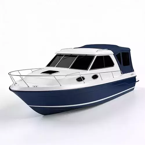 Realistic Modern Luxury Cabin Cruiser Boat 3D Model
