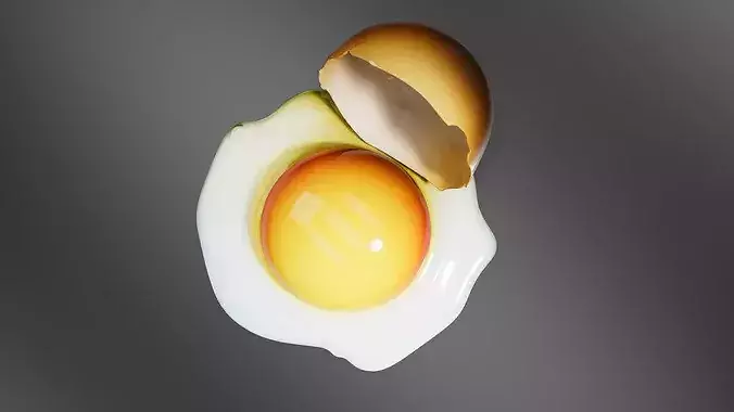 broken raw egg 3D print model 6