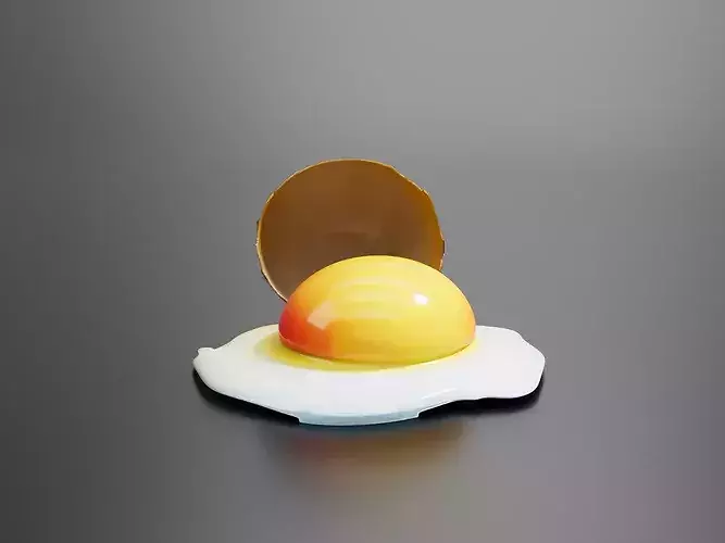 broken raw egg 3D print model