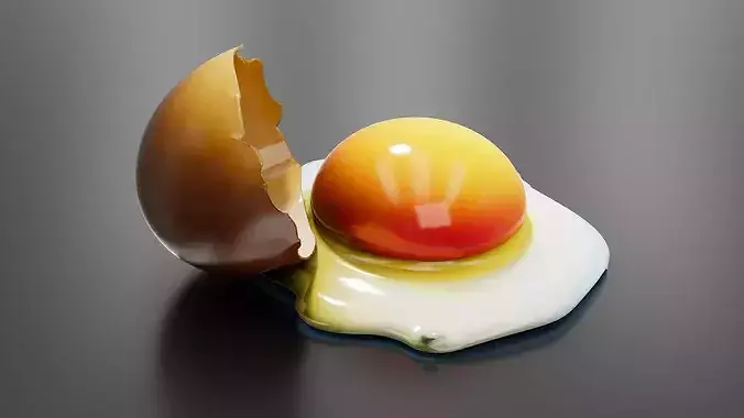 broken raw egg 3D print model 5