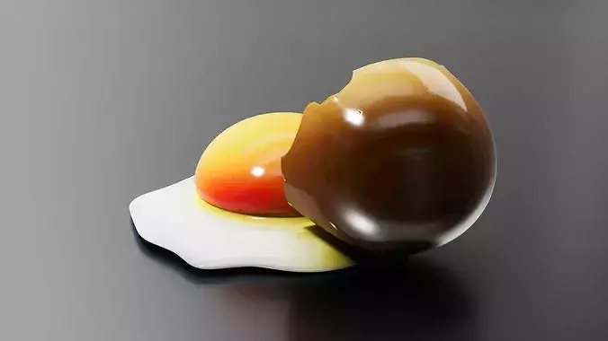 broken raw egg 3D print model 4
