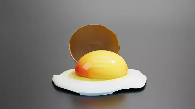broken raw egg 3D print model 2