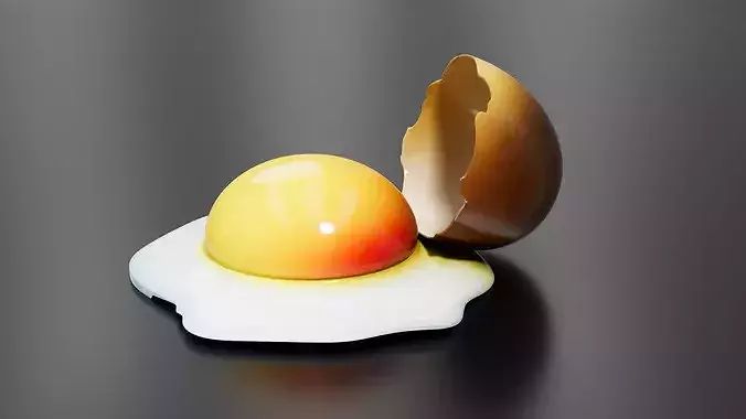 broken raw egg 3D print model 3
