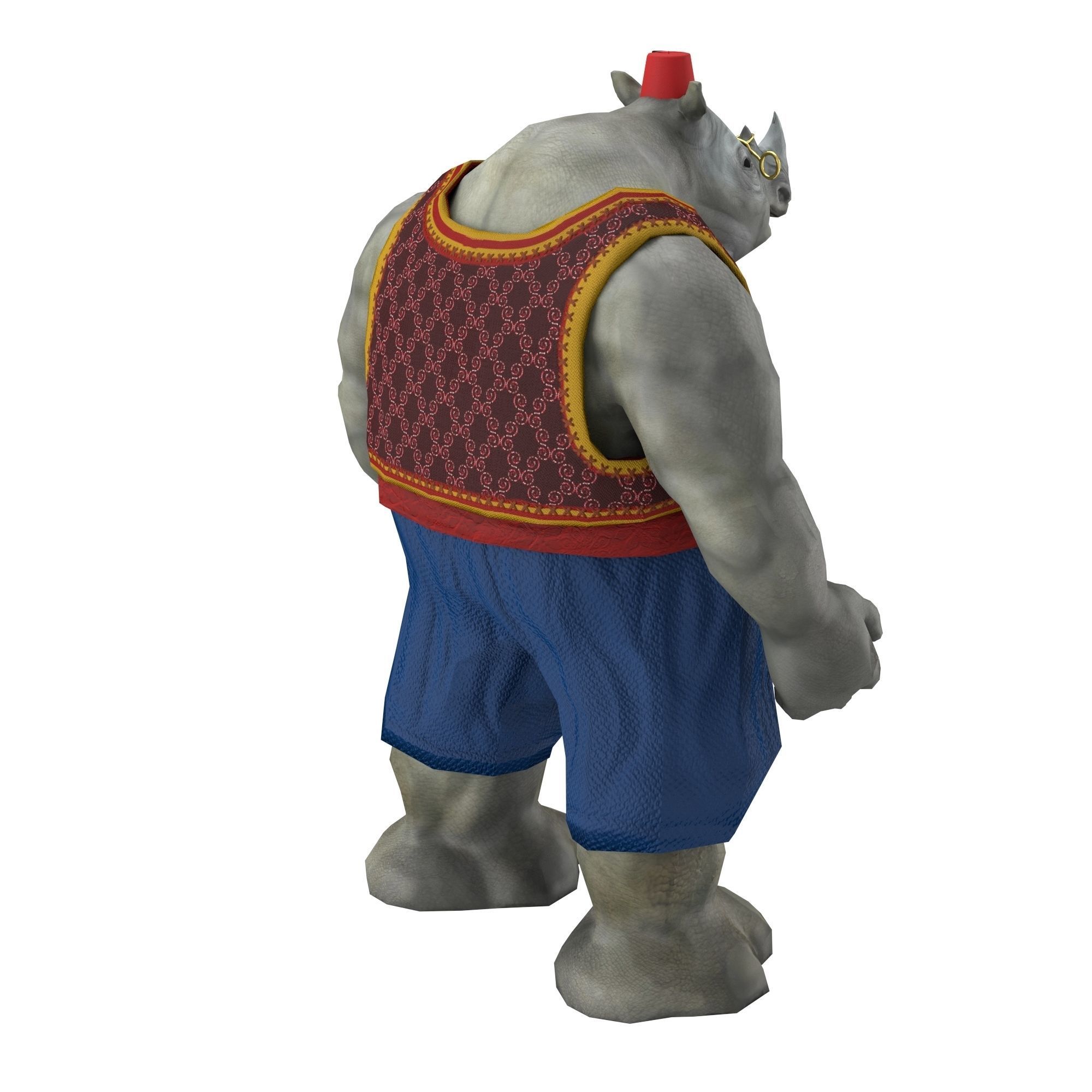 Rhino game character Low-poly 3D model_5