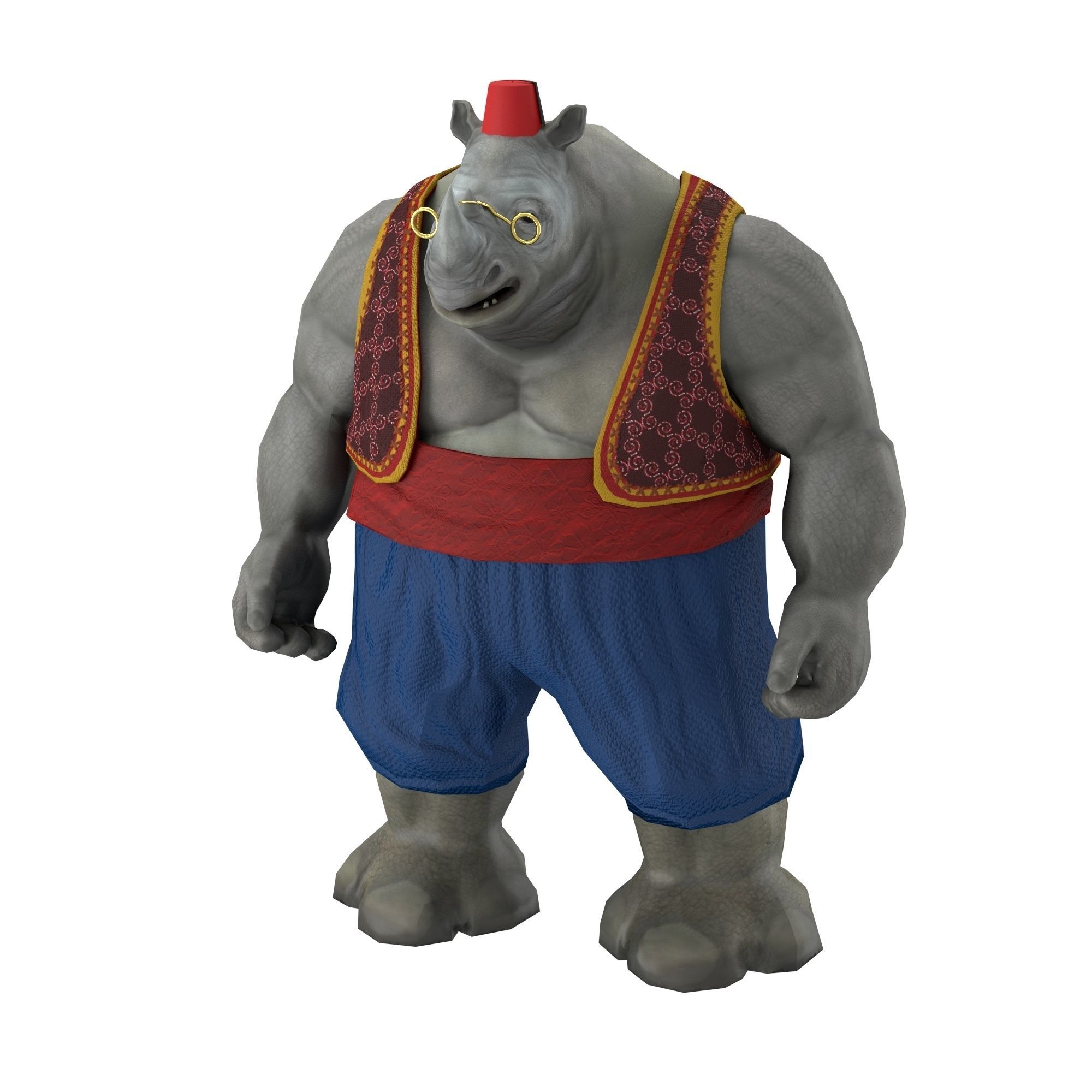 Rhino game character Low-poly 3D model_0