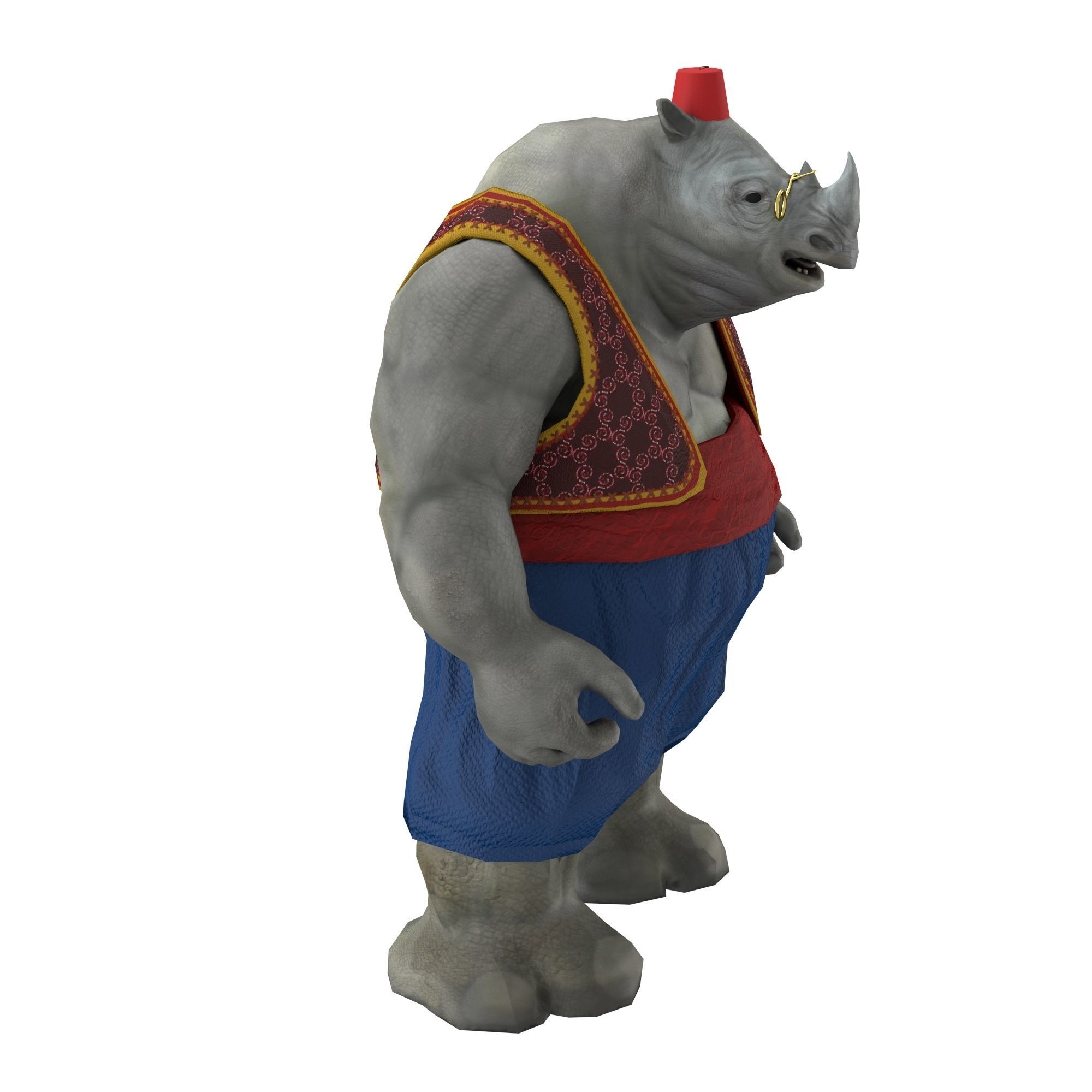 Rhino game character Low-poly 3D model_3