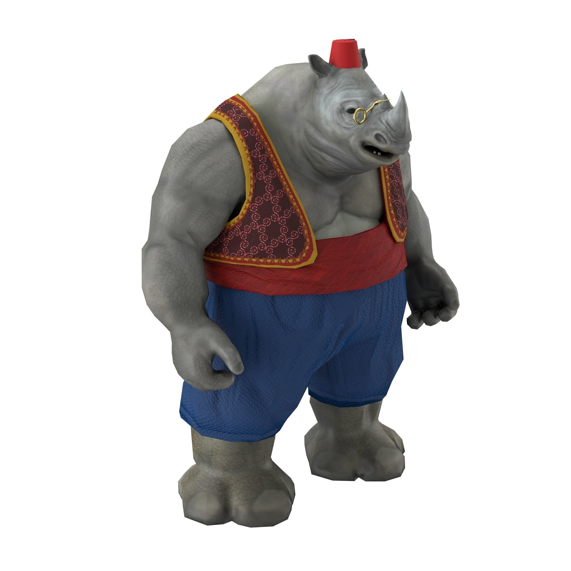 Rhino game character Low-poly 3D model_2