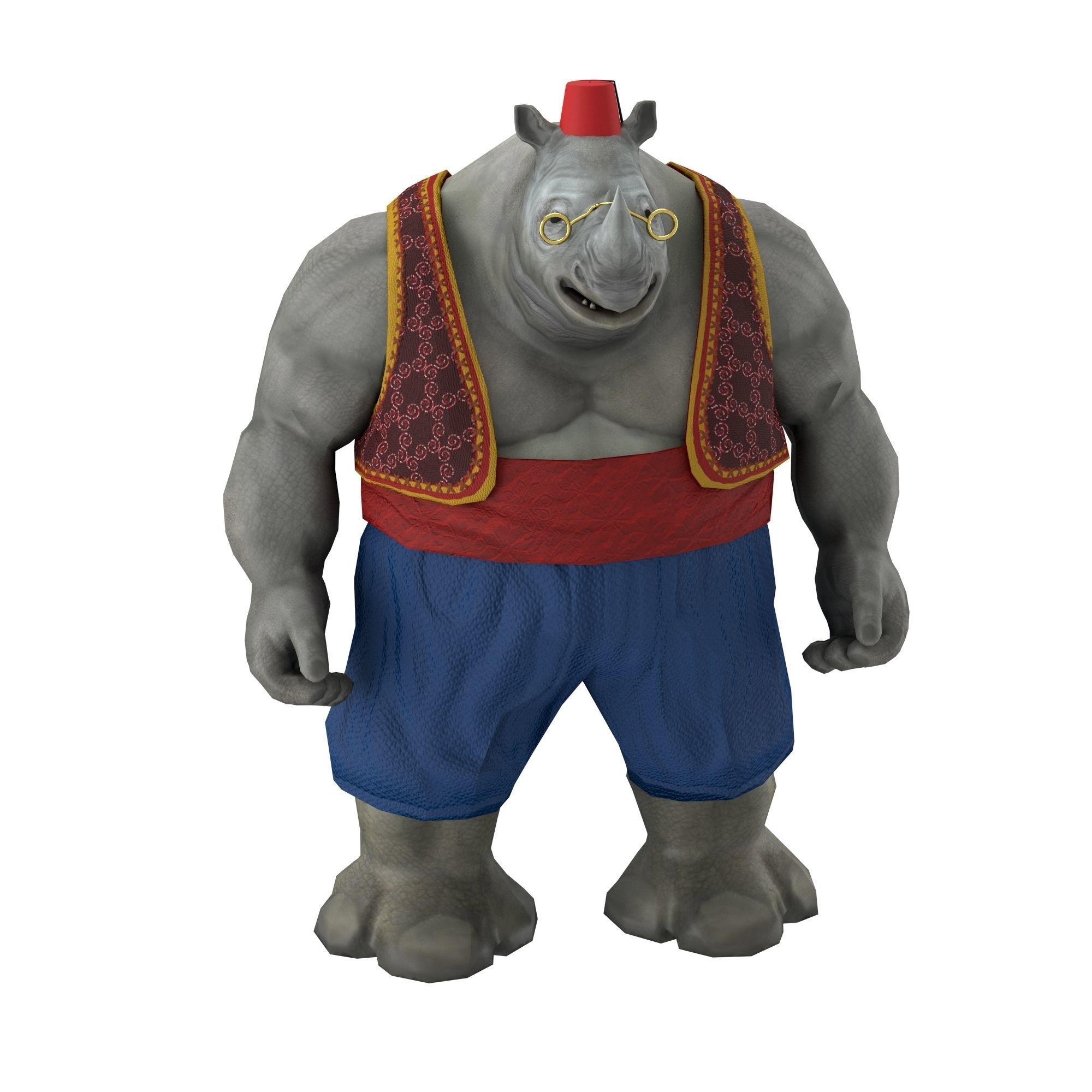 Rhino game character Low-poly 3D model_1