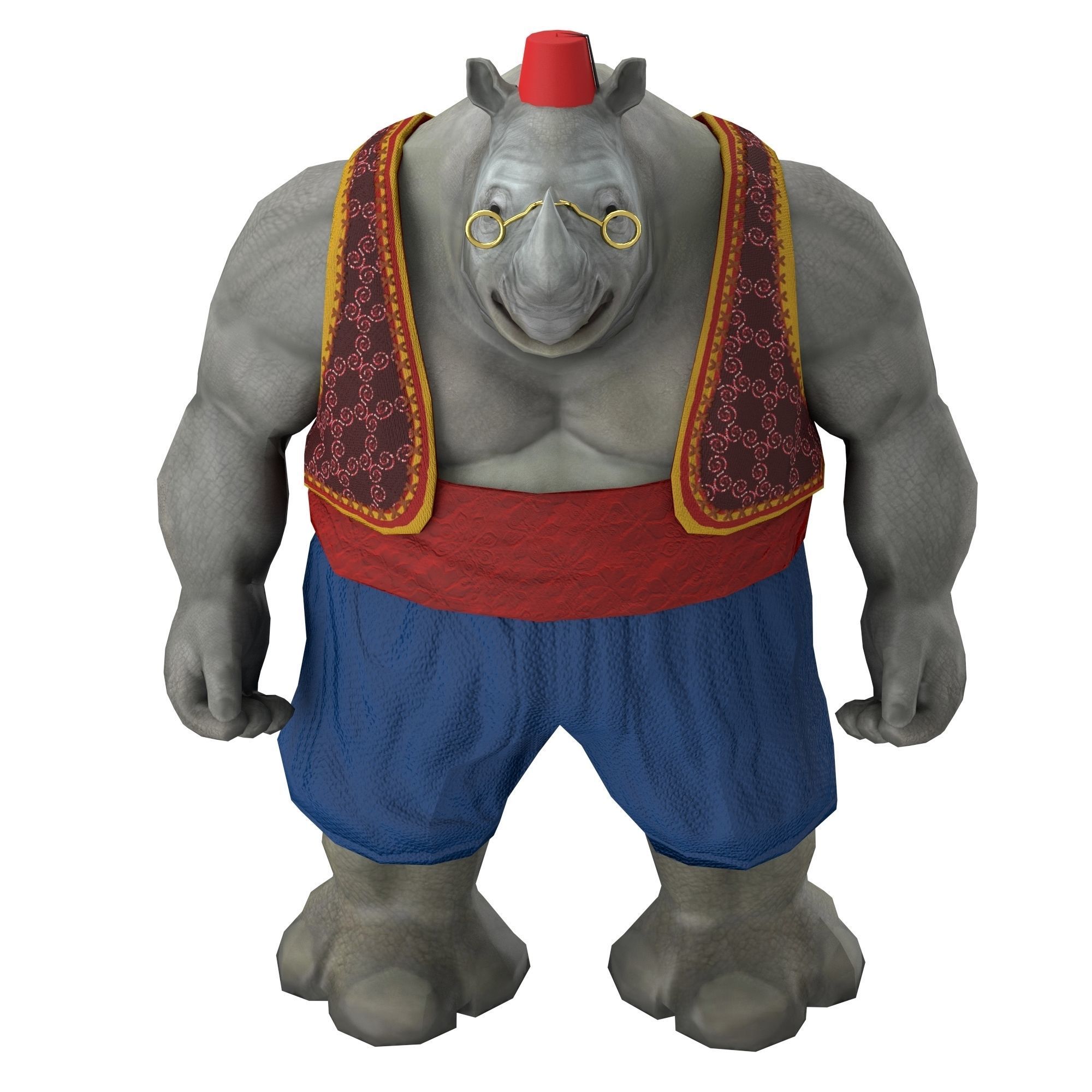 Rhino game character Low-poly 3D model_7