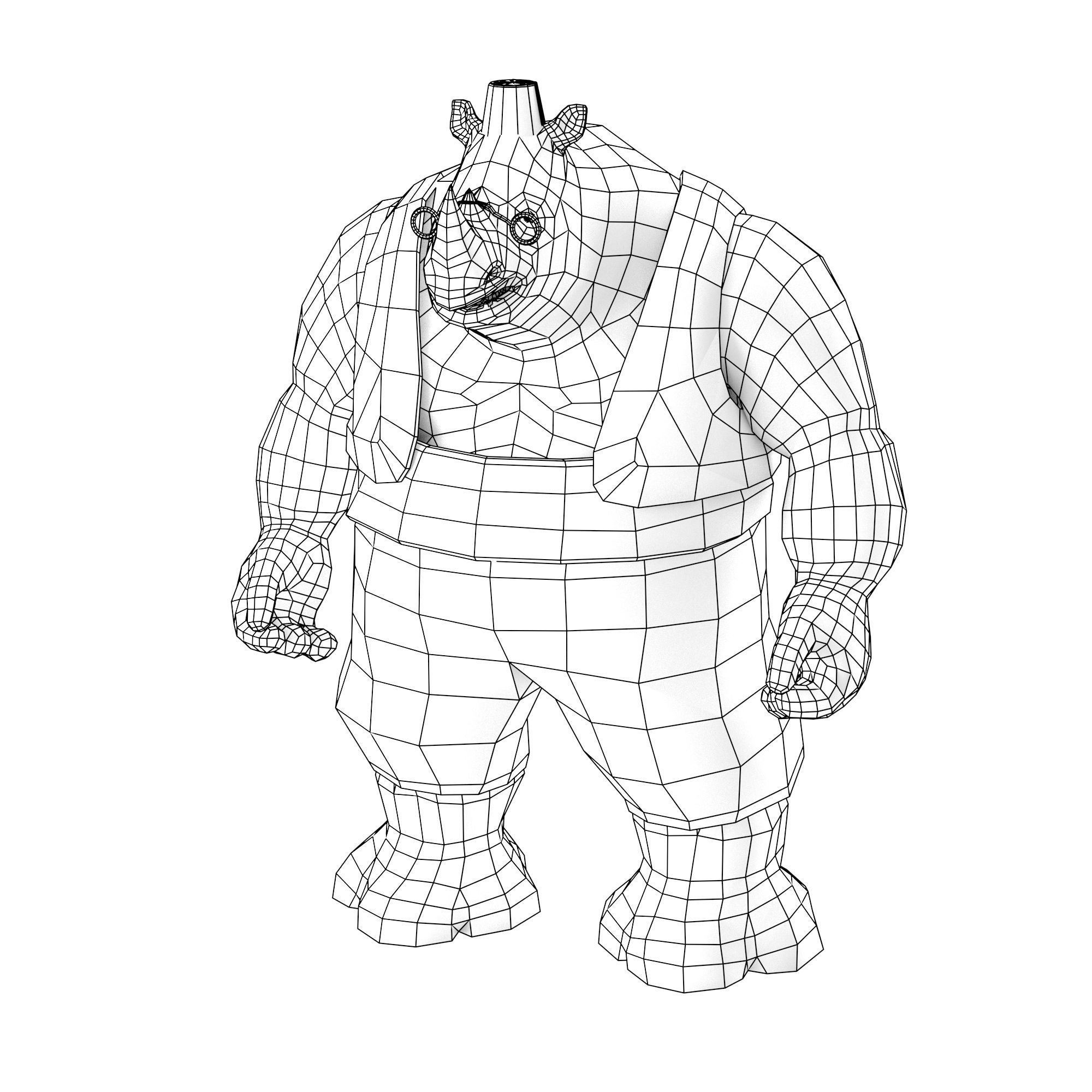 Rhino game character Low-poly 3D model_12
