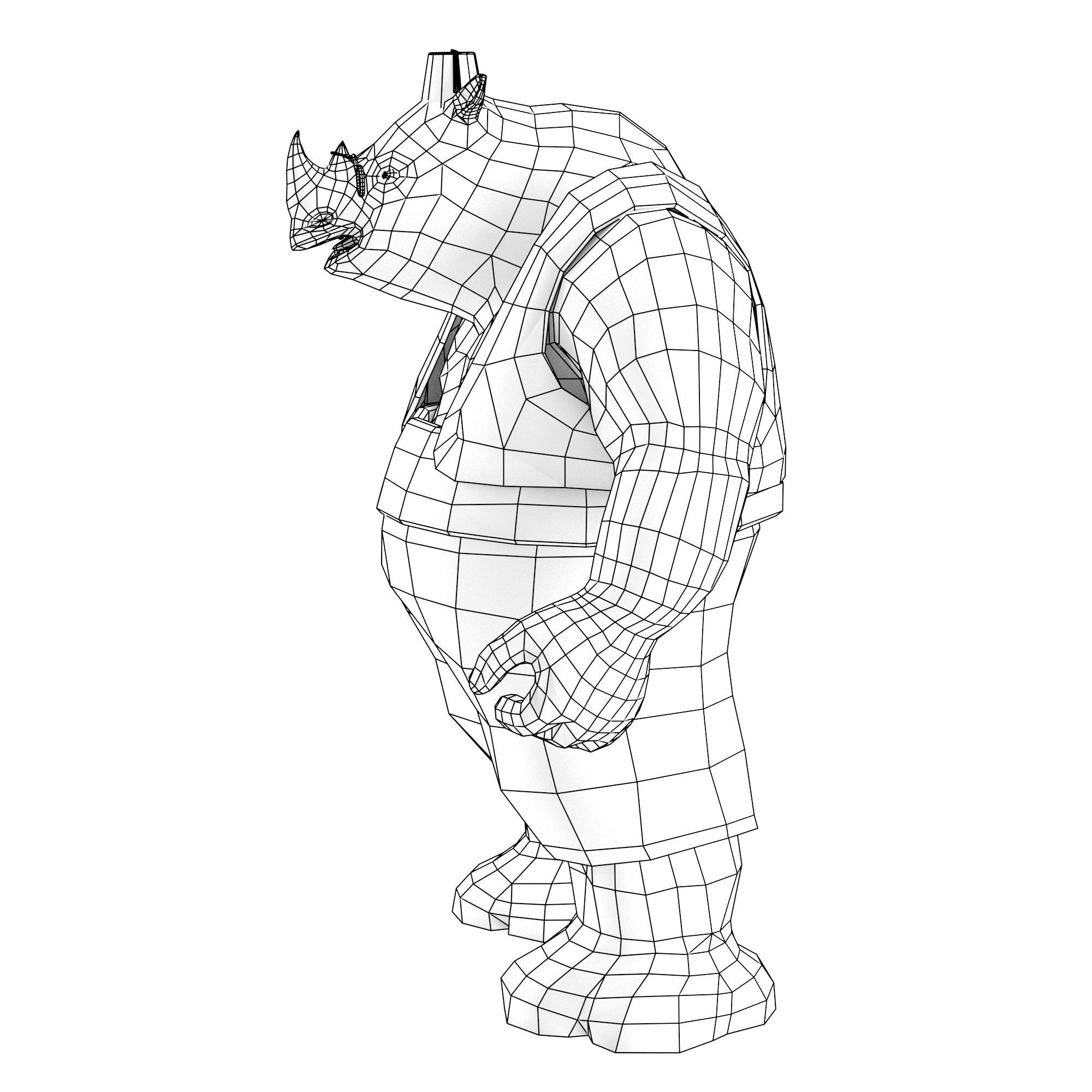 Rhino game character Low-poly 3D model_11