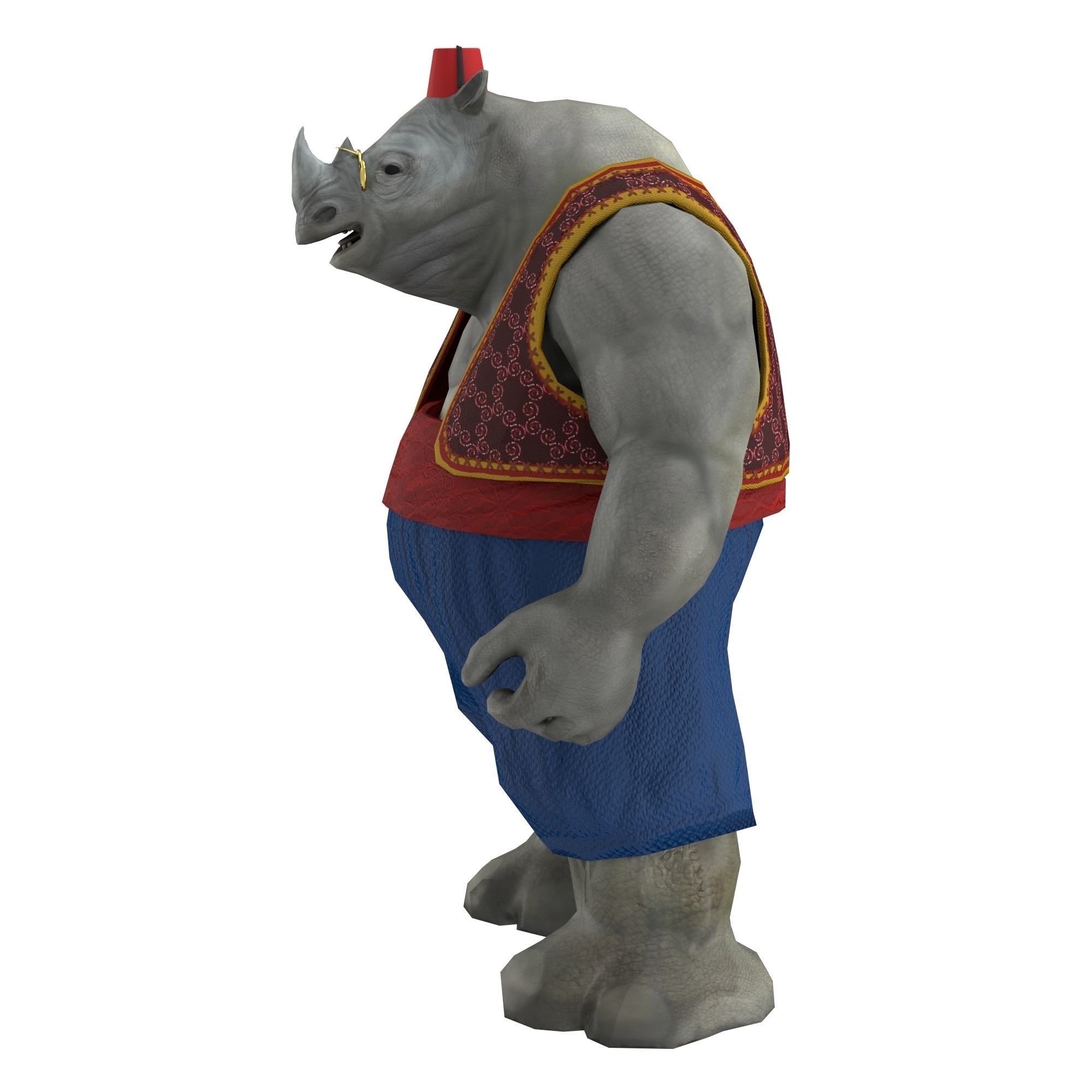 Rhino game character Low-poly 3D model_8
