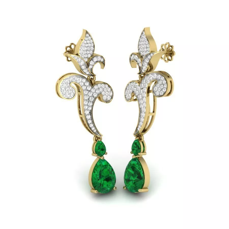 SILVER AND GOLD LONG EARRINGS 3D print model