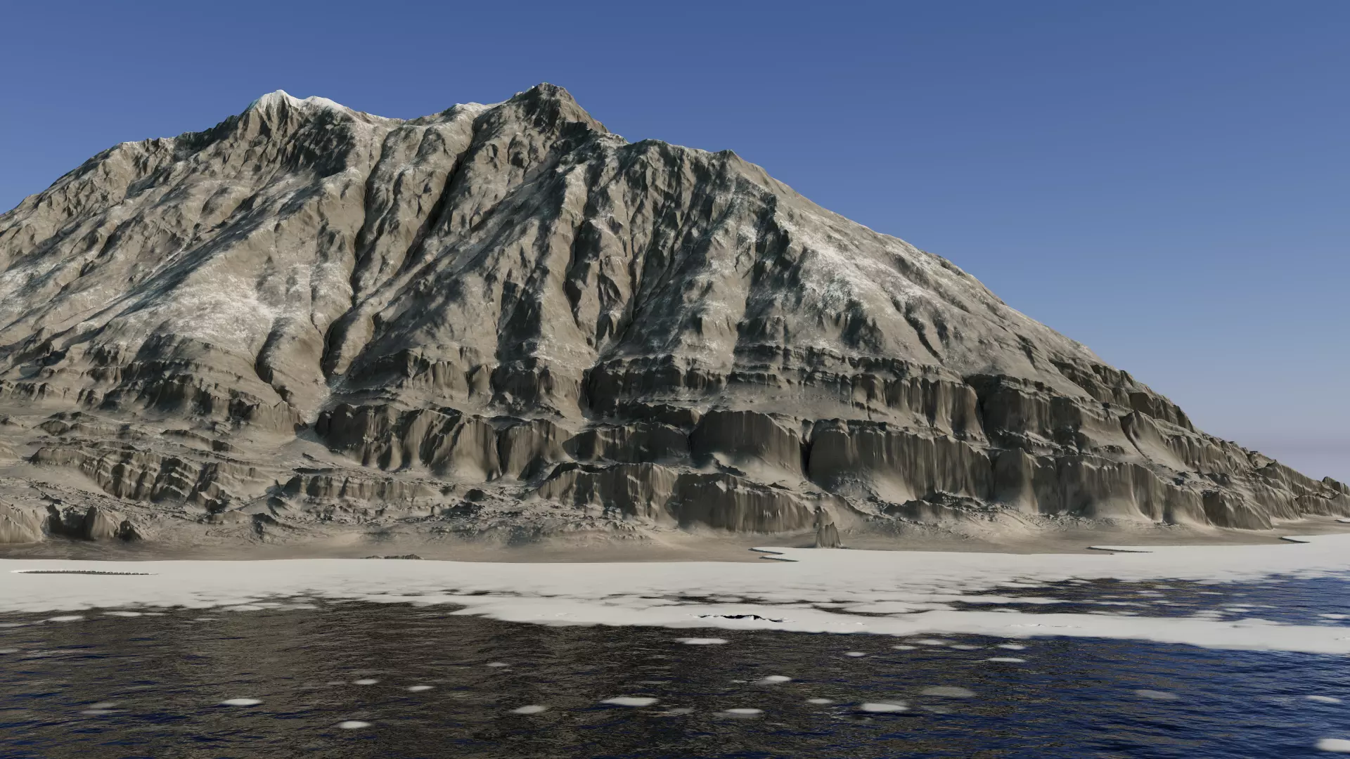 Ice layer coast mountainous terrain 3D model