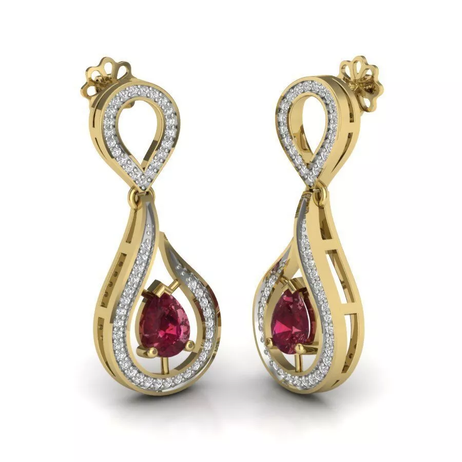 SILVER AND GOLD LONG EARRINGS 3D print model