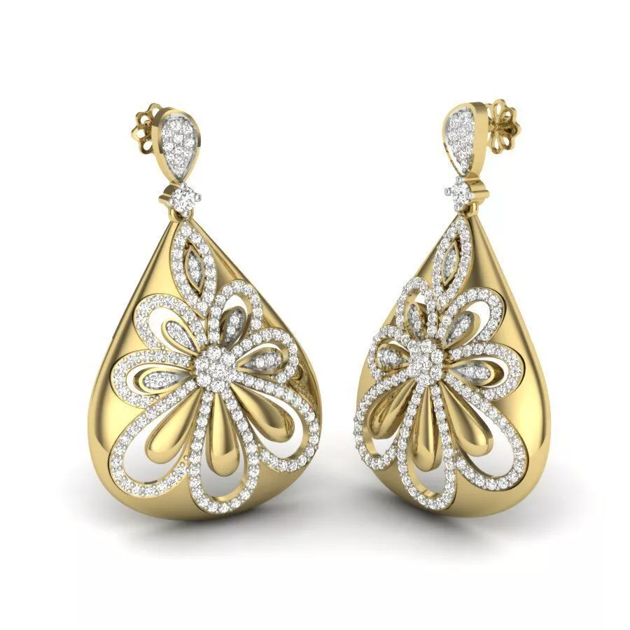 SILVER AND GOLD LONG EARRINGS 3D print model