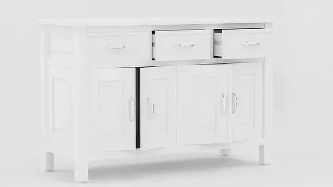 Vintage Rustic Wooden Sideboard Cabinet 3D model 4