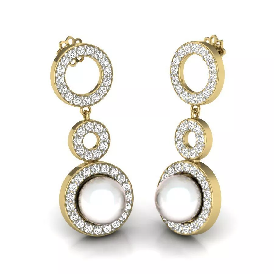 SILVER AND GOLD LONG EARRINGS 3D print model