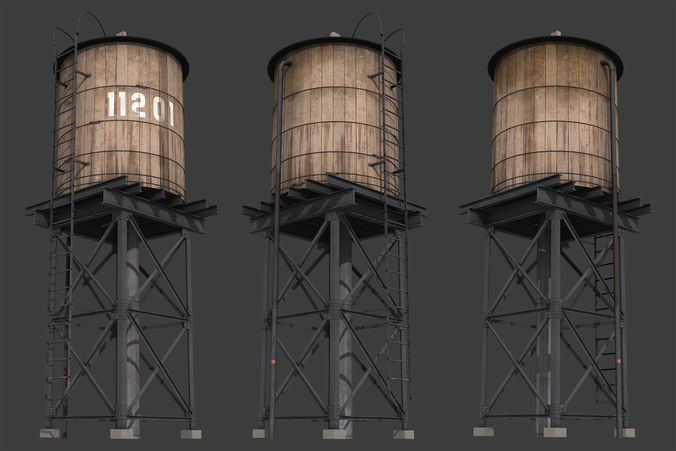 New York Water Tank Low-poly 3D model