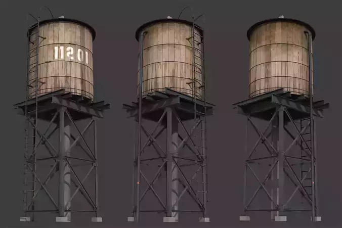 New York Water Tank Low-poly 3D model