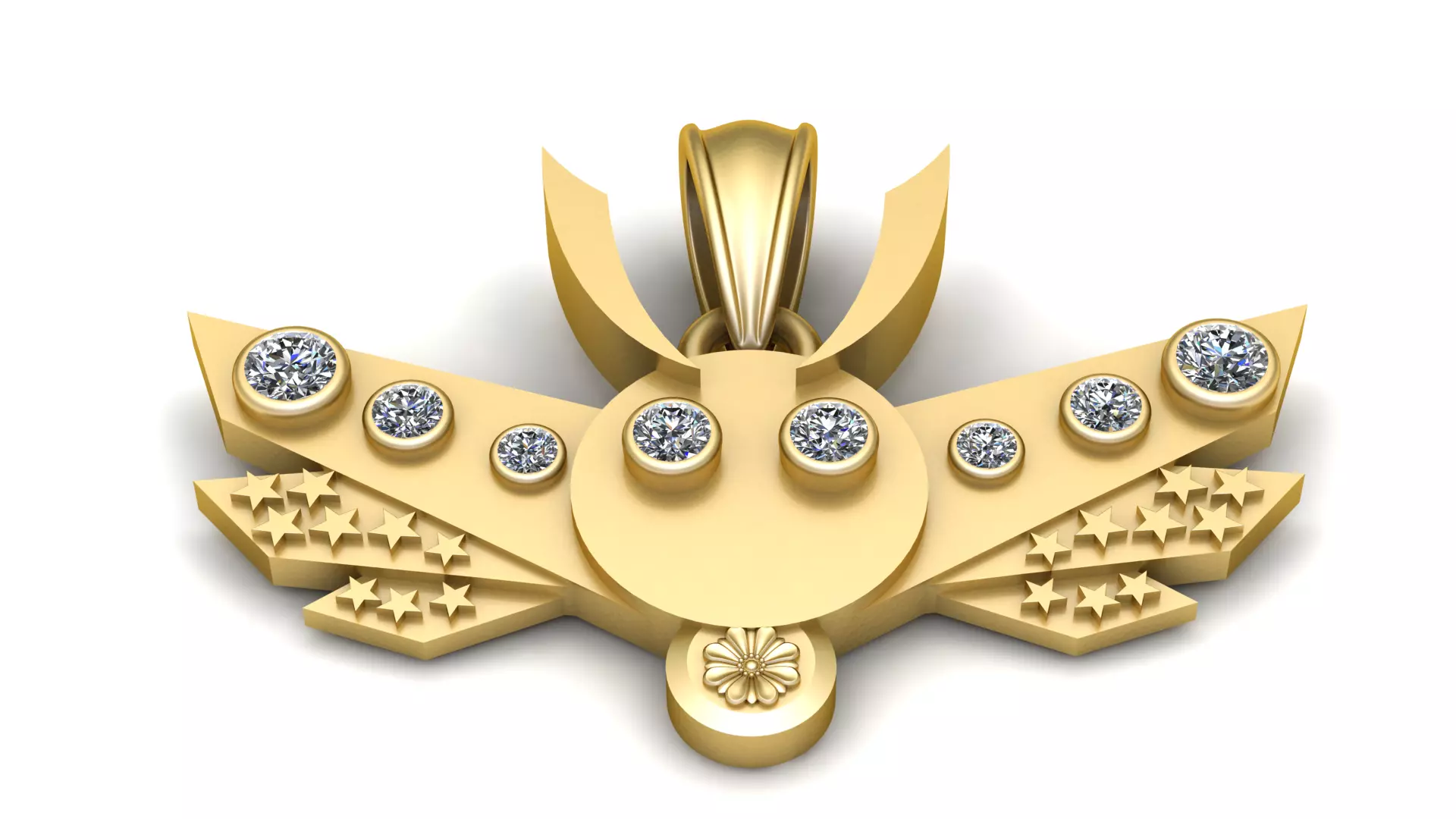 Celestial Crescent Moon Diamond Pendant 3D Printable Jewelry 3D print model