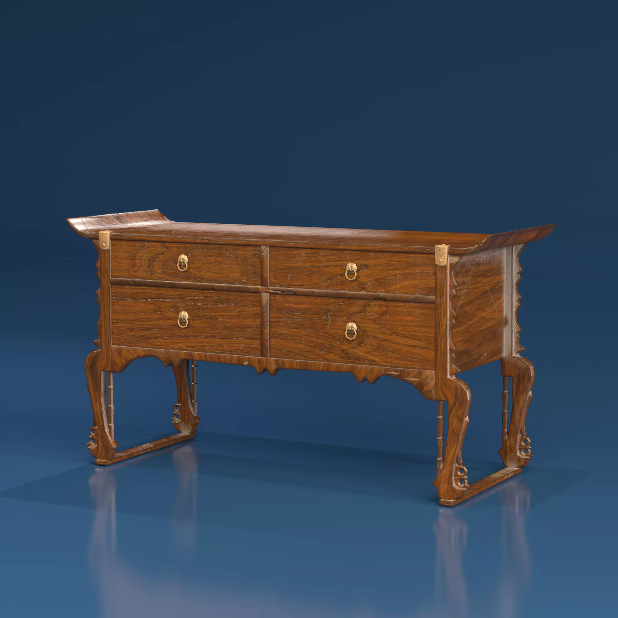Korean Traditional Antique Wooden Desk - Gyeongsang Low-poly 3D model
