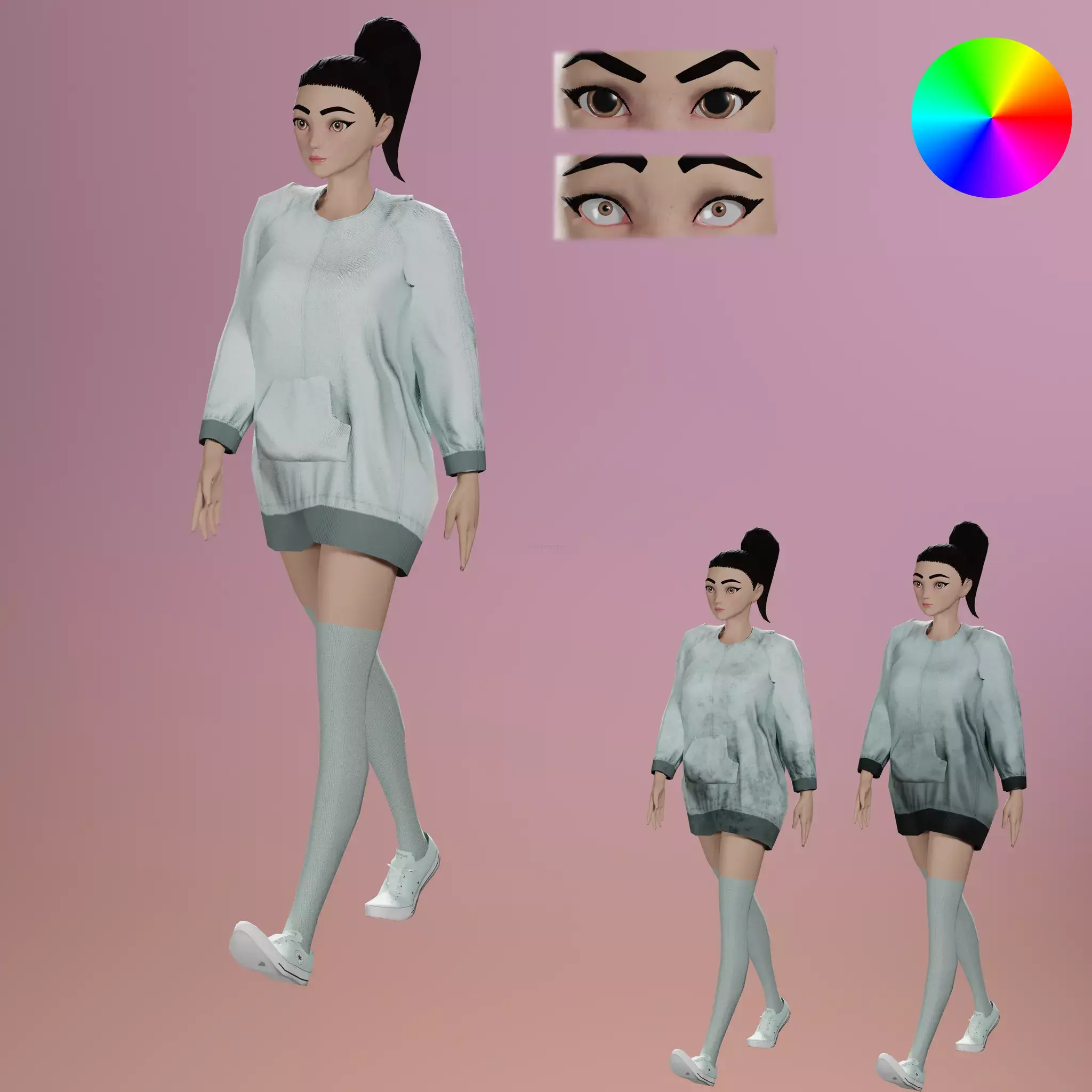 Hoodie Girl Free 3D model