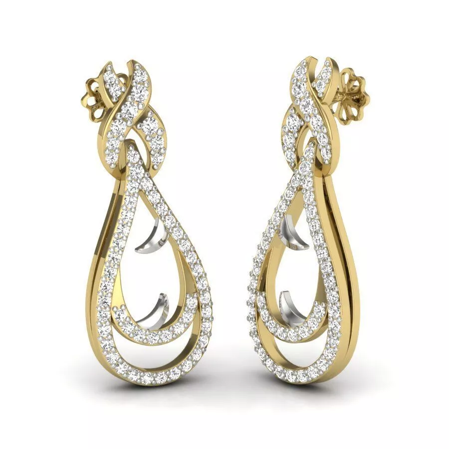 SILVER AND GOLD LONG EARRINGS 3D print model
