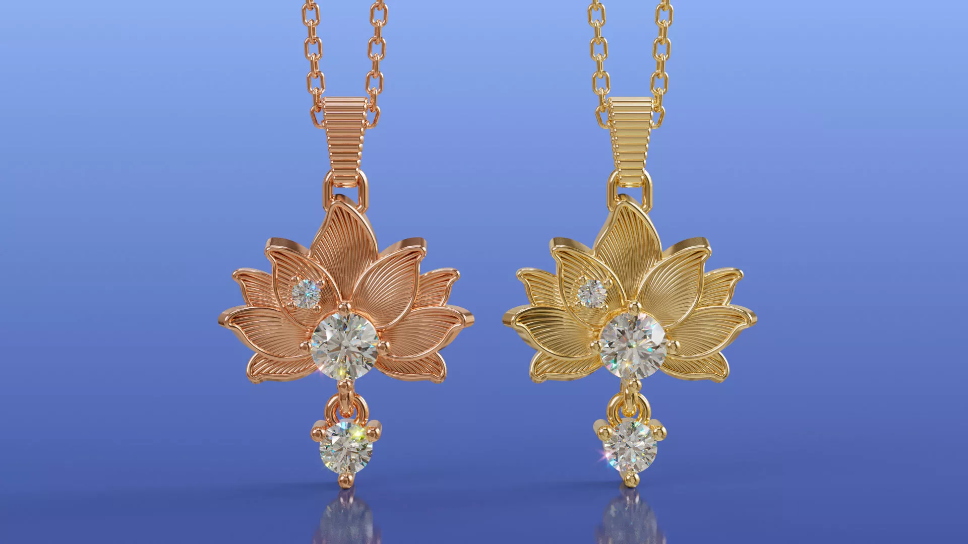 Lotus Blossom Diamond Pendant Necklace Design 3D print model