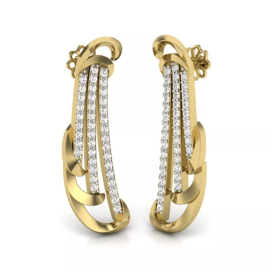 SILVER AND GOLD LONG EARRINGS 3D print model