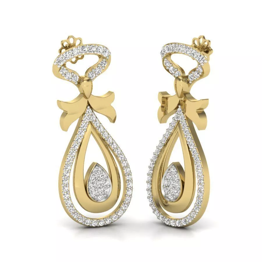 SILVER AND GOLD LONG EARRINGS 3D print model