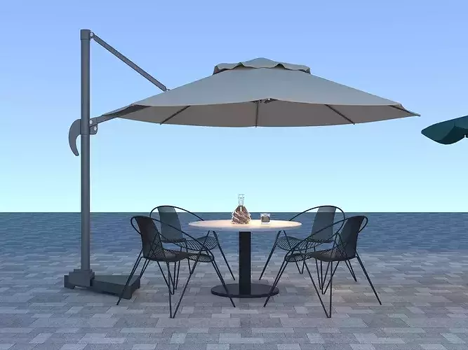 outdoor patio furniture   outdoor dining set umbrella table 3D model 3