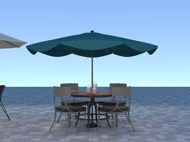 outdoor patio furniture   outdoor dining set umbrella table 3D model 4