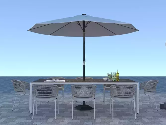 outdoor patio furniture   outdoor dining set umbrella table 3D model 5