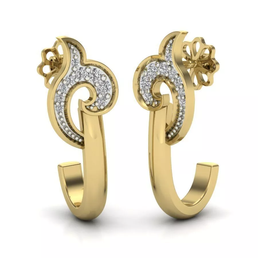 SILVER AND GOLD LONG EARRING 3D print model