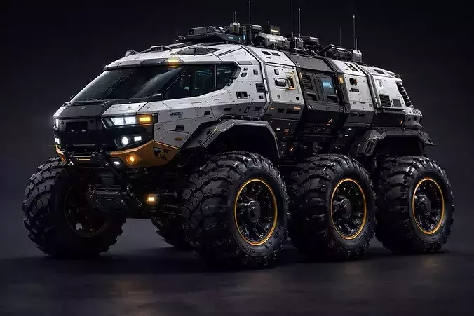 Futuristic SciFi Armored Vehicle 3D Model 
