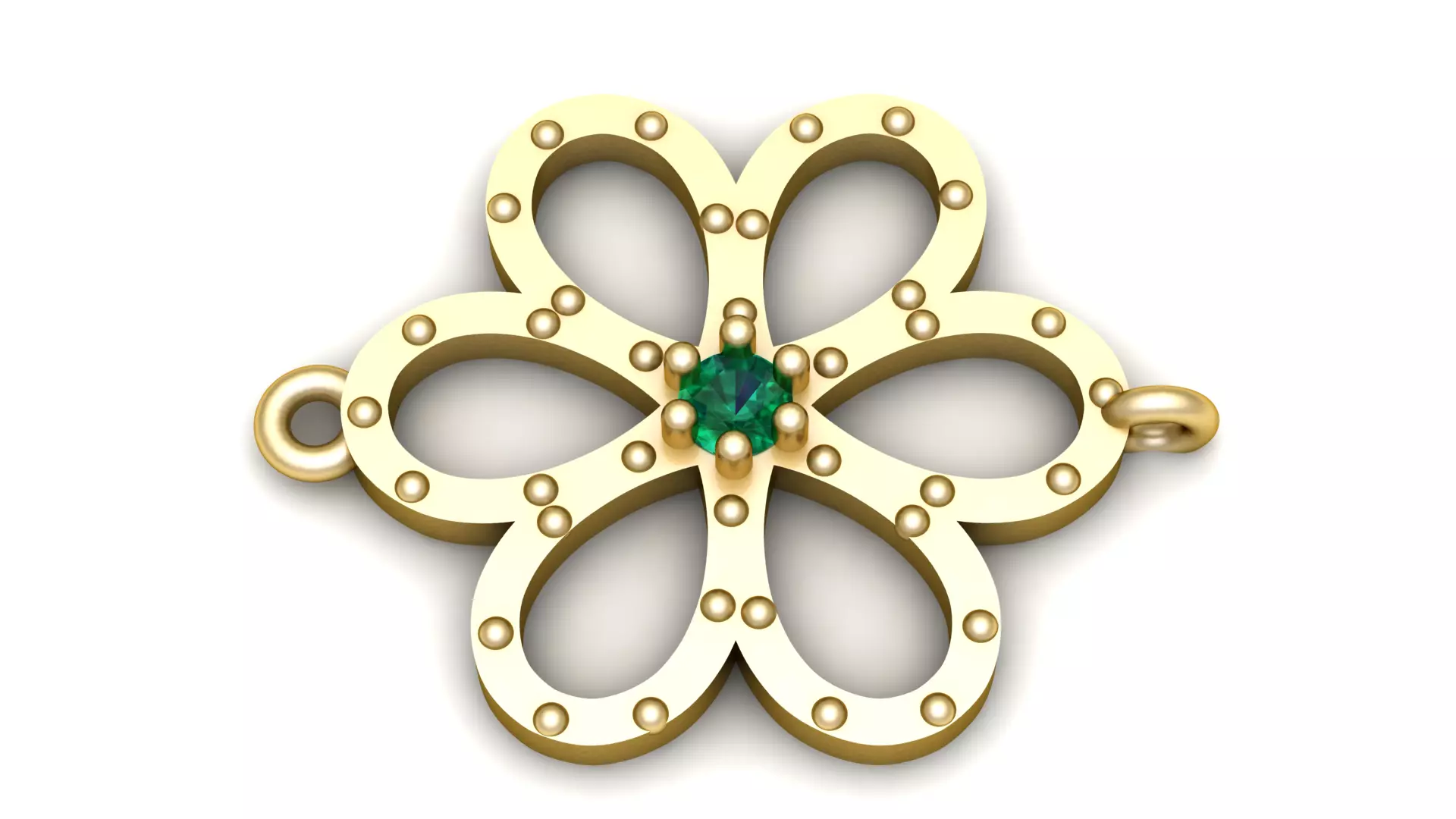 Minimalist Floral Emerald Connector Charm 3D print model
