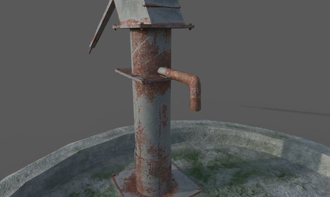 Old Rusted Indian Hand Pump Low-poly 3D model