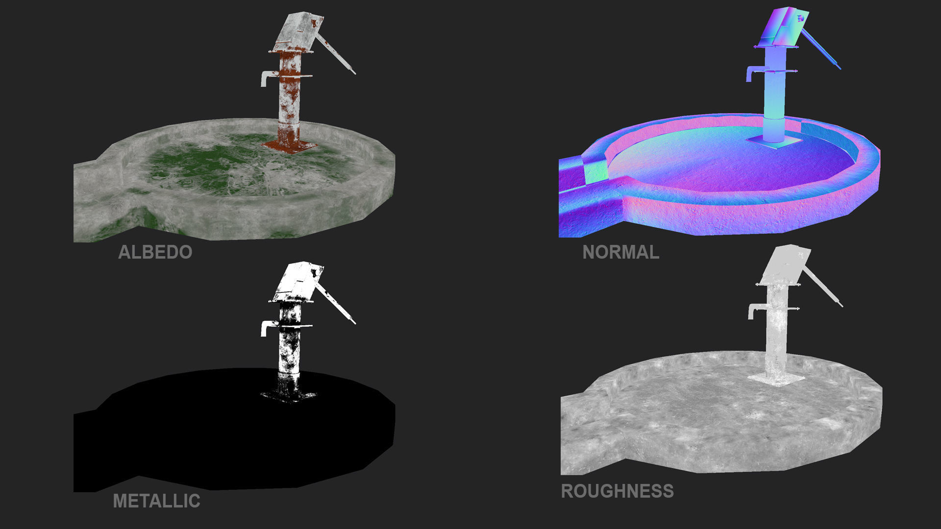 Old Rusted Indian Hand Pump Low-poly 3D model_6