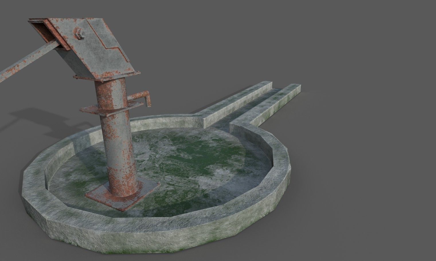 Old Rusted Indian Hand Pump Low-poly 3D model_2