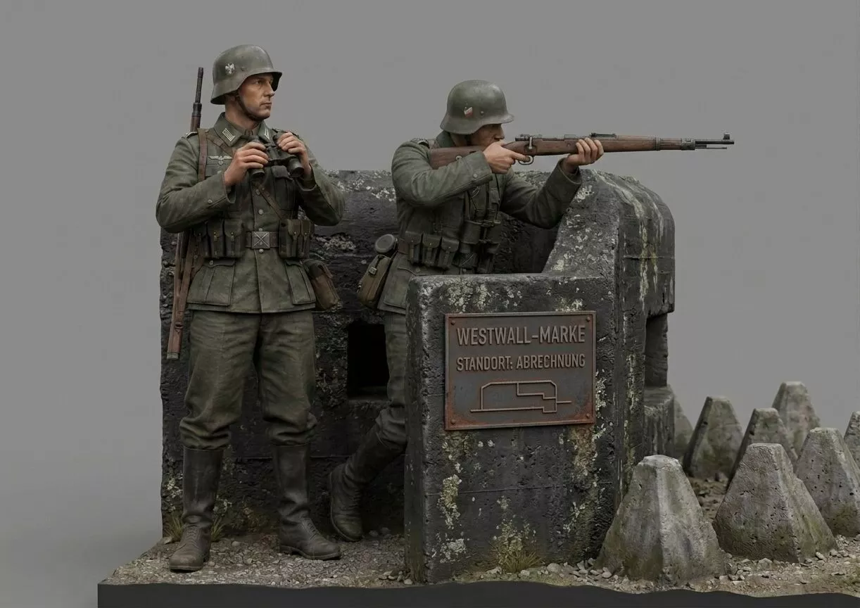 Westwall Bunker Machine Gun Position STL 3D print model