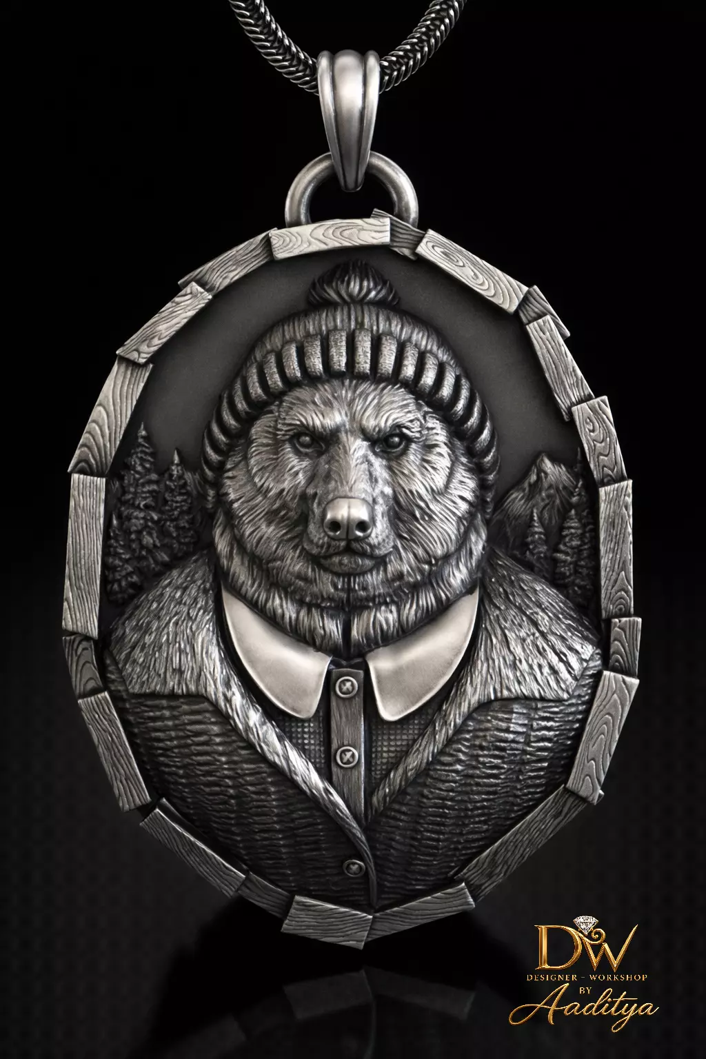 Gentleman Bear With Cap on Pendant 3D print model