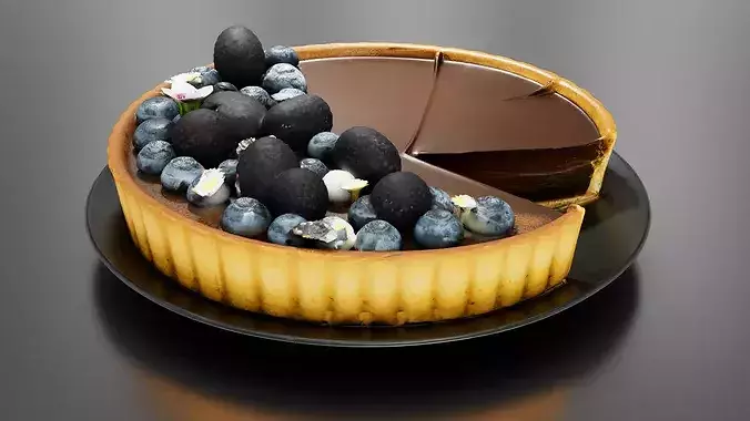 Chocolate Ganache Tart 3D print model 5