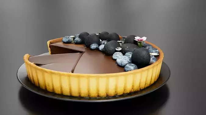 Chocolate Ganache Tart 3D print model 3