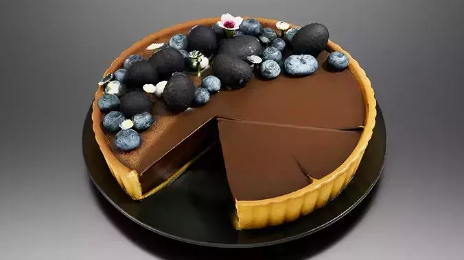 Chocolate Ganache Tart 3D print model 2