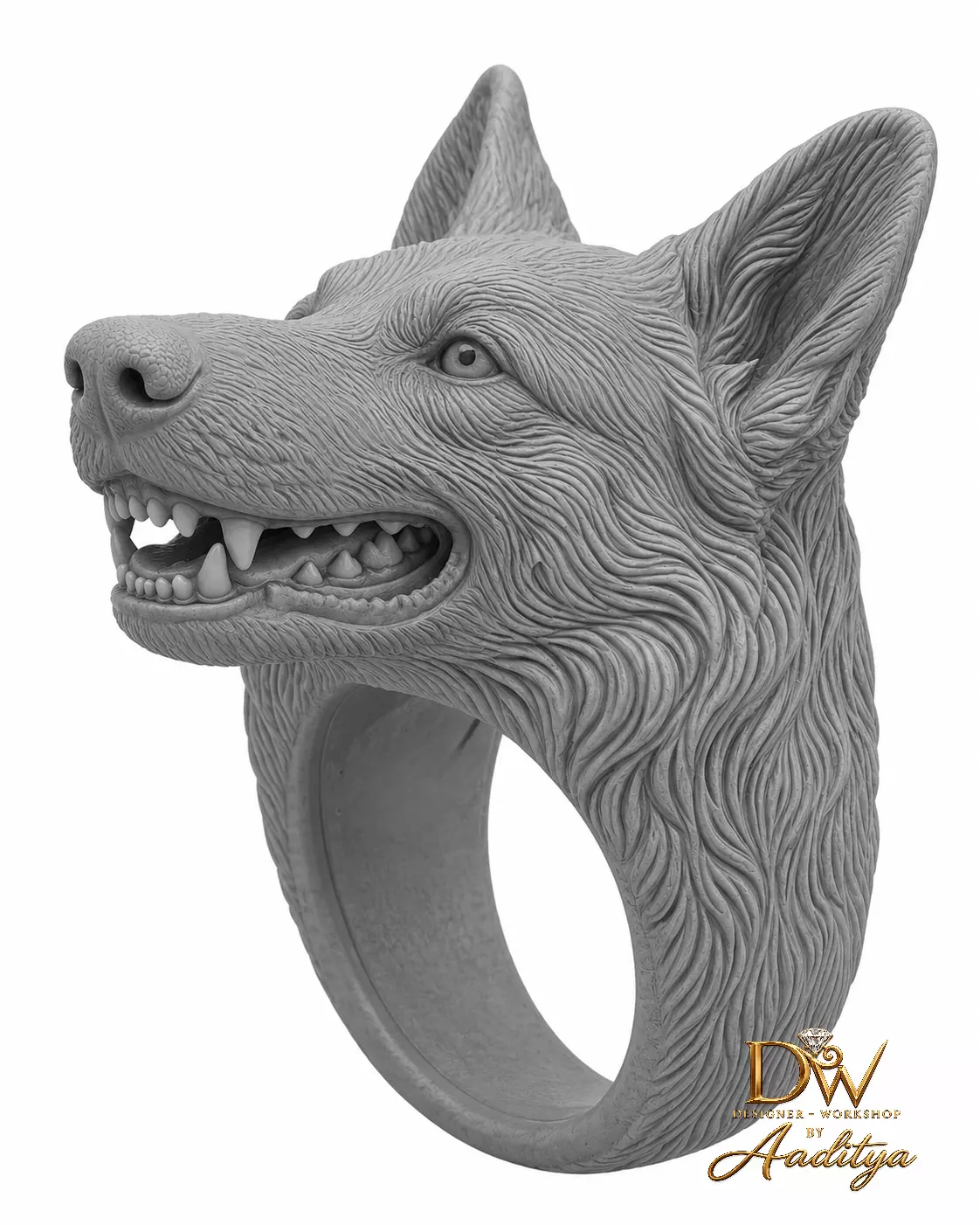 German Shepherd Ring 3D print model
