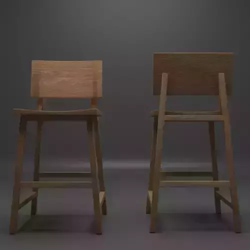 Wooden Stool Low-poly 3D model