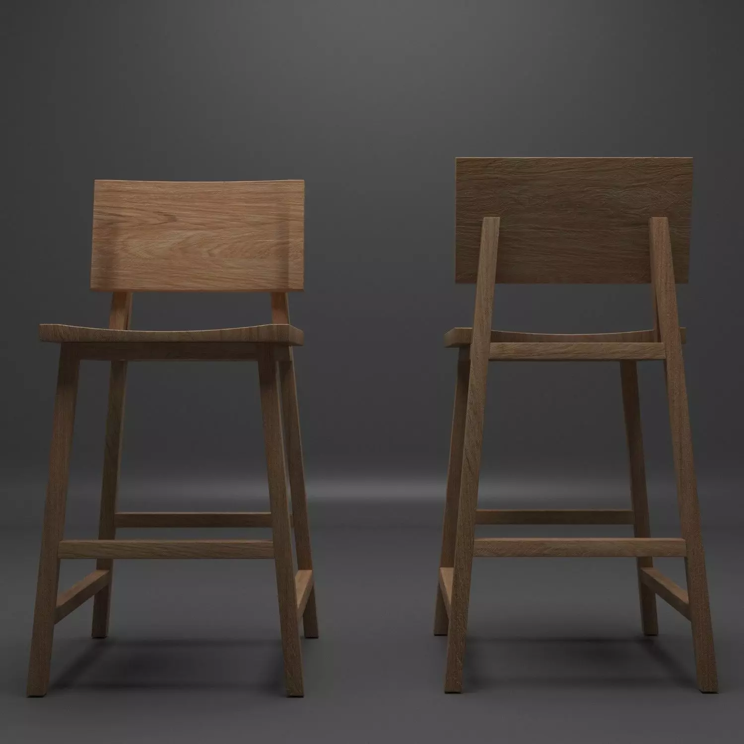 Wooden Stool Low-poly 3D model_0